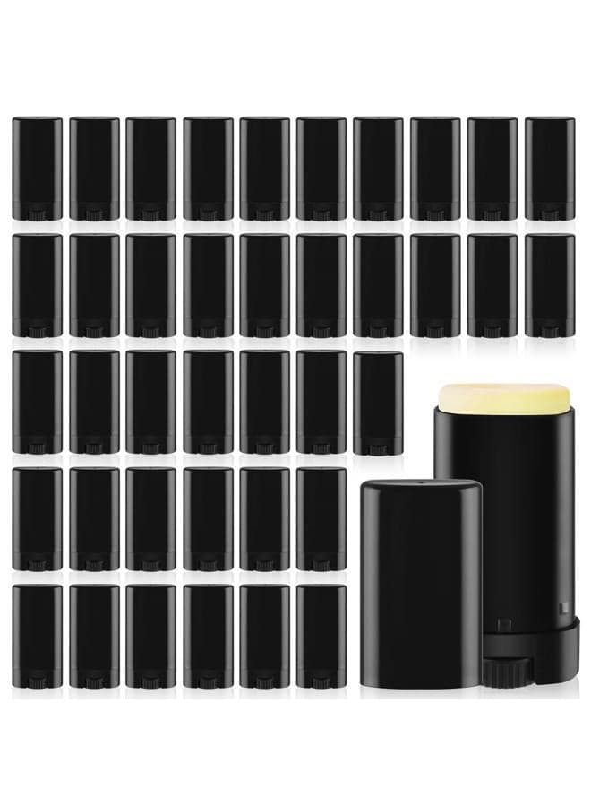 40 Pcs 15g Oval Lipstick Tubes Plastic Empty Deodorant Containers Refillable Lip Balm Bottles for DIY Deodorant Chapstick - Black