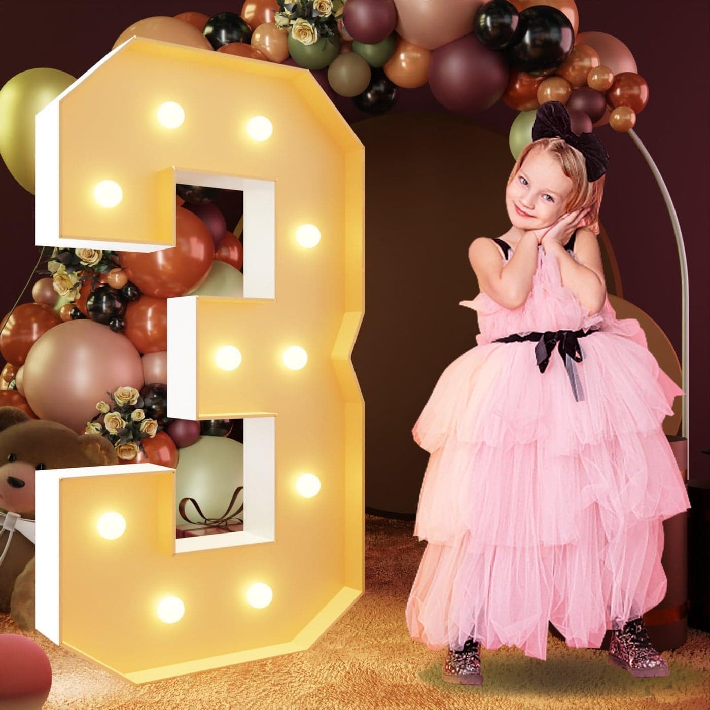 imprsv 4FT Marquee Numbers Light Up Letters for 30th Birthday Anniversary Parties PreCut Foam Board Kit