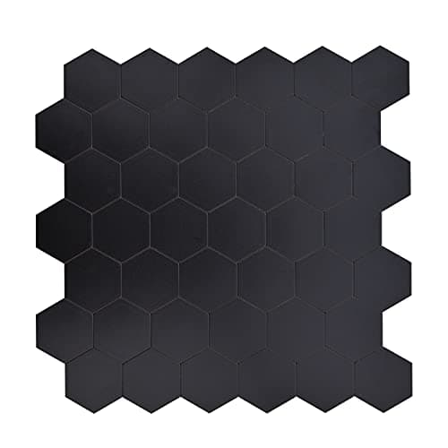 Miscasa Peel and Stick Black Tile Backsplash, Hexagon Aluminum Composite Panel Self Adhesive Tile Backsplash for Kitchen (6 Sheets)