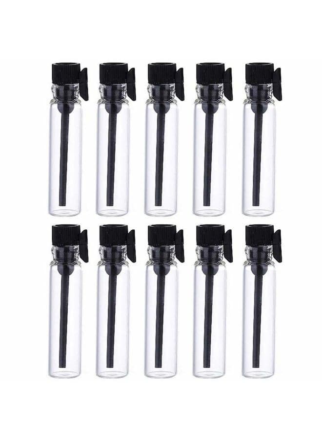 100 Pcs Empty Perfume Sample Bottles Mini Glass Refillable Sample Vial Containers with Black Cap for Aromatherapy, Essential Oil, Fragrance and Liquid (2ml)