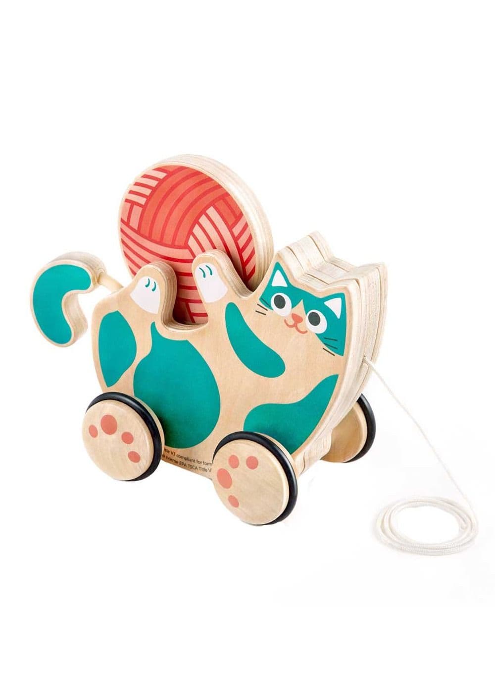 Hape 2-in-1 Wooden Pull-Along Roll & Rattle Kitten