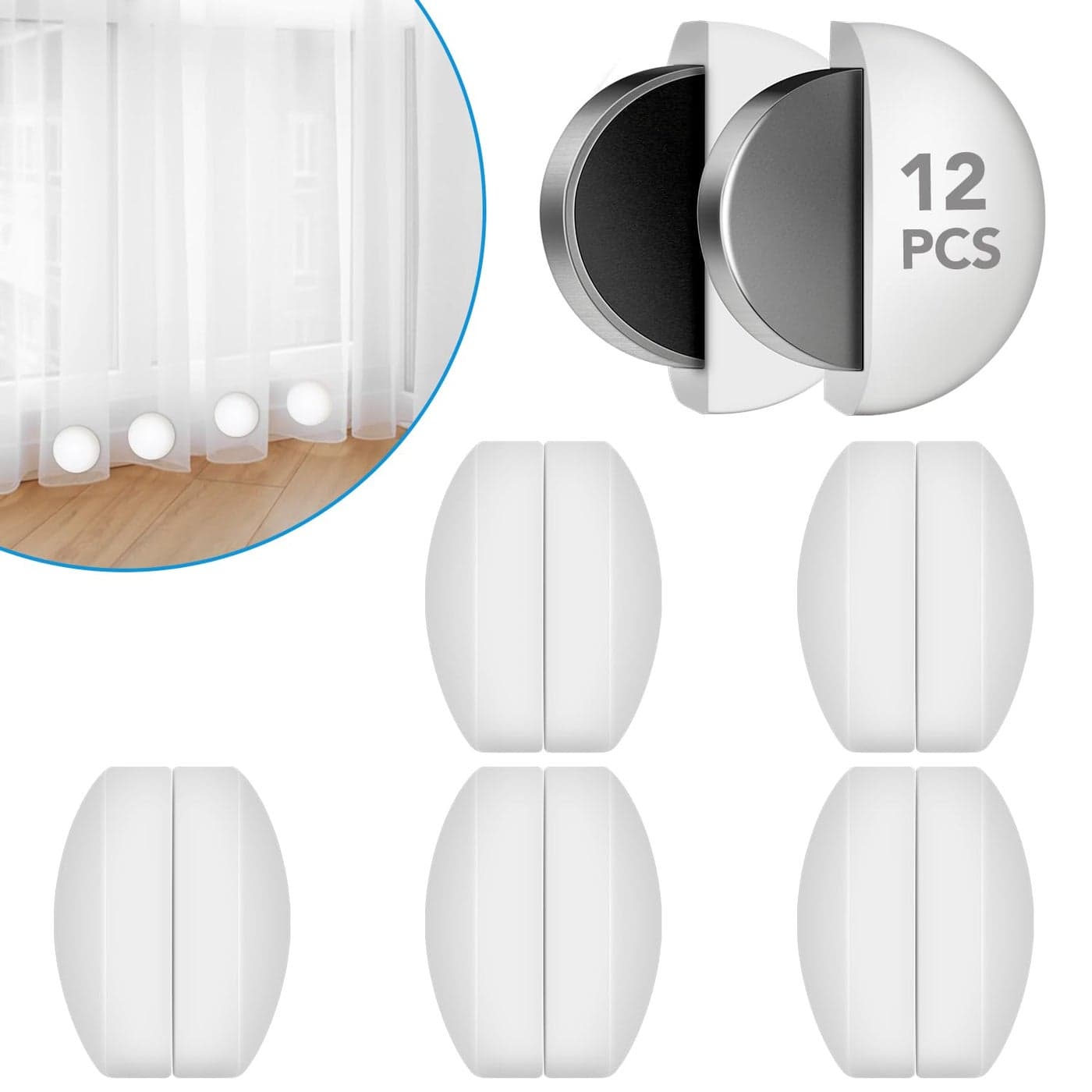 12 Pcs Shower Curtain Weights Silicone Wrapped Heavy Duty Shower Curtain Magnets Curtain Weights Heavy Outdoor Prevent Curtain Liner from Blowing Around Work for Drapery Flag Tablecloth6 Pairs