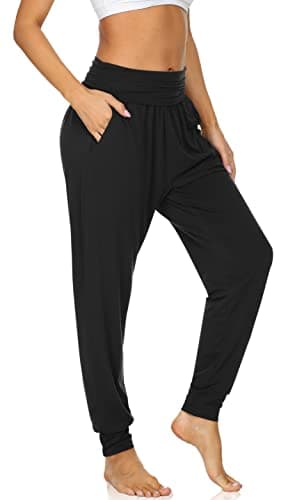 UEU Women's Soft High Waist Yoga Joggers Pants Loose Fitting Workout Sweatpants Baggy Comfy Lounge Sweat Pants with Pockets(Black,S)