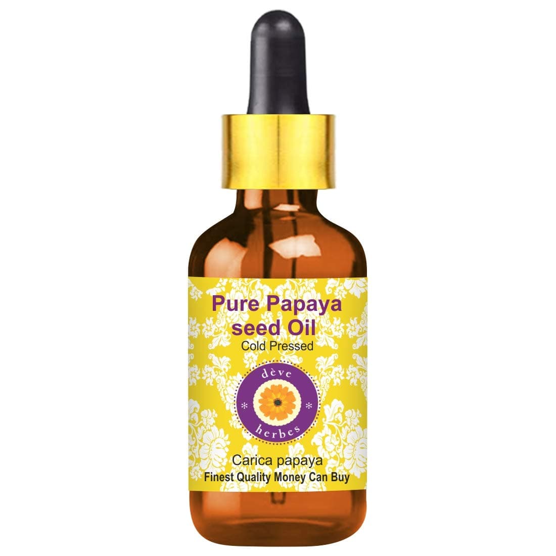 Deve Herbes Pure Papaya seed Oil Carica papaya with Glass Dropper Cold Pressed Natural Undiluted For Diluting Essential Oils For Skin Massage Men Women 50ml