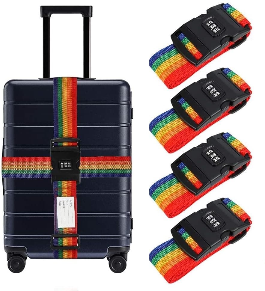 Dayalu Pack of 4 Luggage Strap | Luggage Belt for Suitcase & Trolley Bags | Travel Belt with TSA Passlock Quick Release Adjustable Buckle for Suitcase | Rainbow
