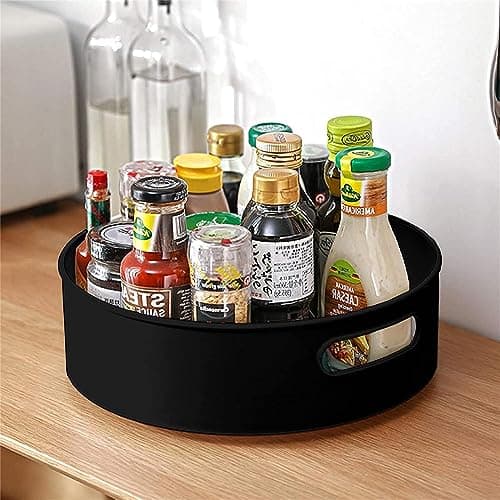 Spenfrone® Multi-Purpose 360° Rotating Organizer Tray/Kitchen Organizer/Multi- Function Rotating Tray/Cosmetic Organizer (Black, Pack of 1)