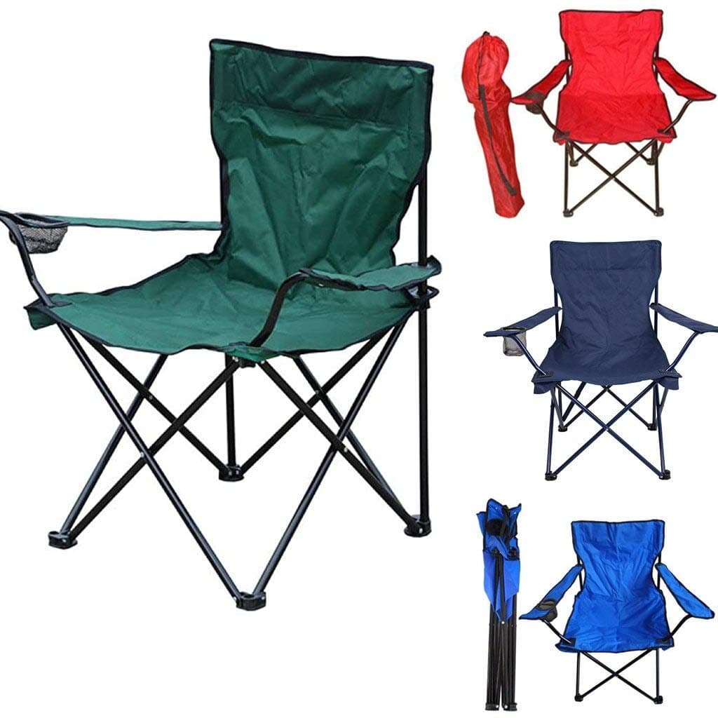 ATETO Portable Folding Chair with Arm Rest Cup Holder and Carrying and Perfect Storage Bag Multicolor