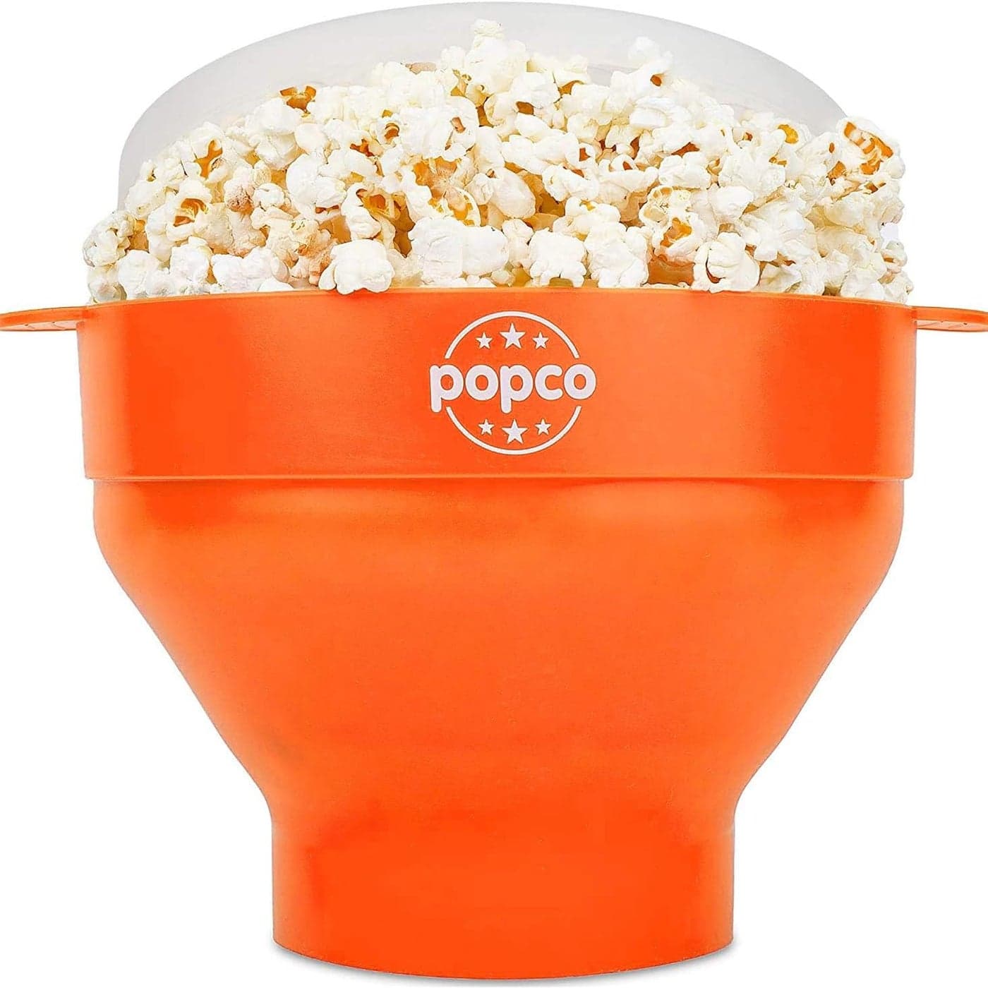 POPCO Popcorn Popper Microwave Collapsible Large Microwave Popcorn Maker with Handles Dishwasher Safe Silicone Pop Corn Bowl Ideal for Quick Snacks Orange C