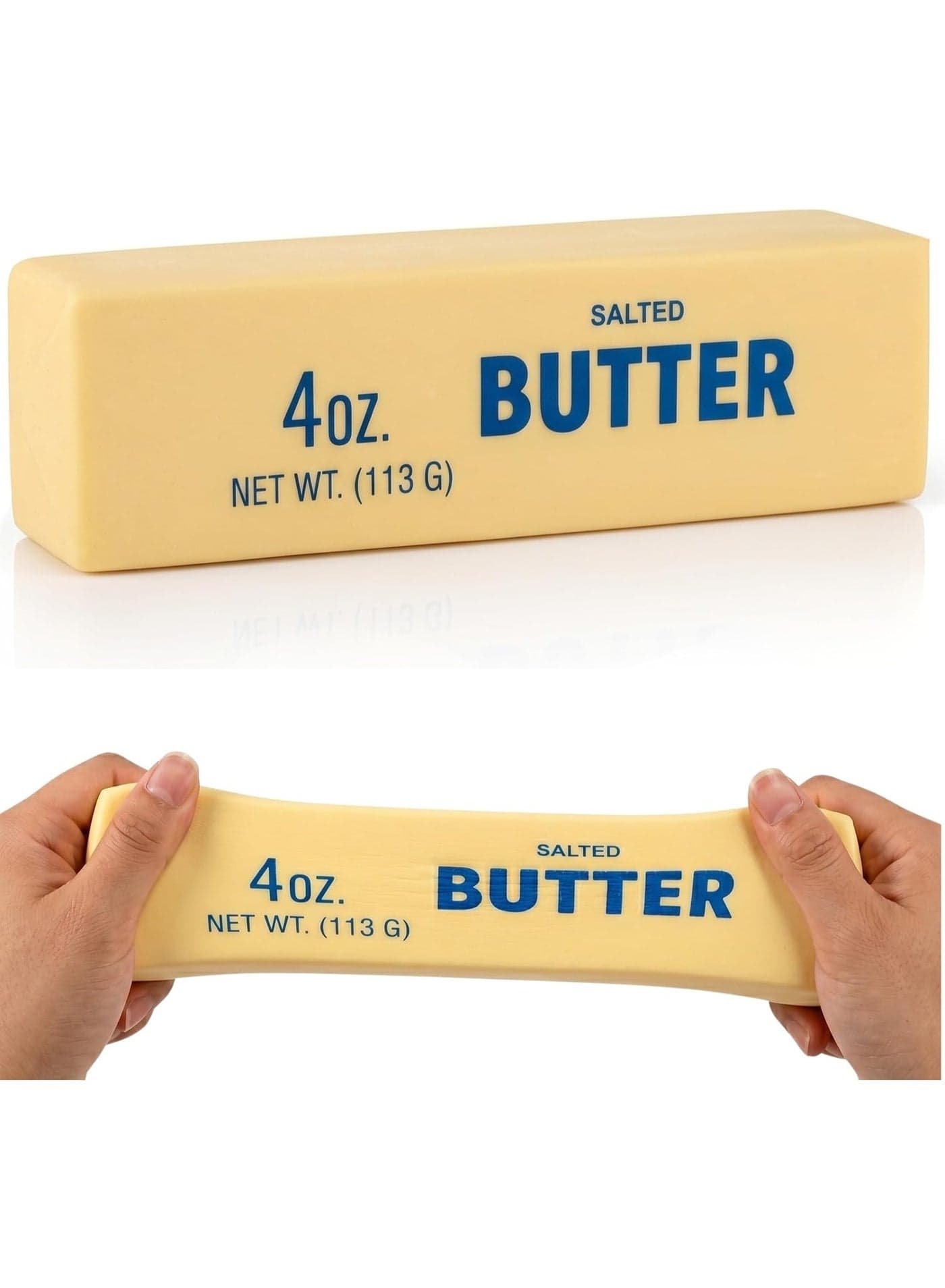 Realistic Stick of Butter Squishy Toy – 4oz (113g) Slow-Rise Salted Butter Stress Reliever | Soft TPR Squeeze Sensory Fidget Toy for Kids & Adults | Funny Prank Gag Gift & Decompression Office Desk Accessory | Perfect Birthday & Eid Gift
