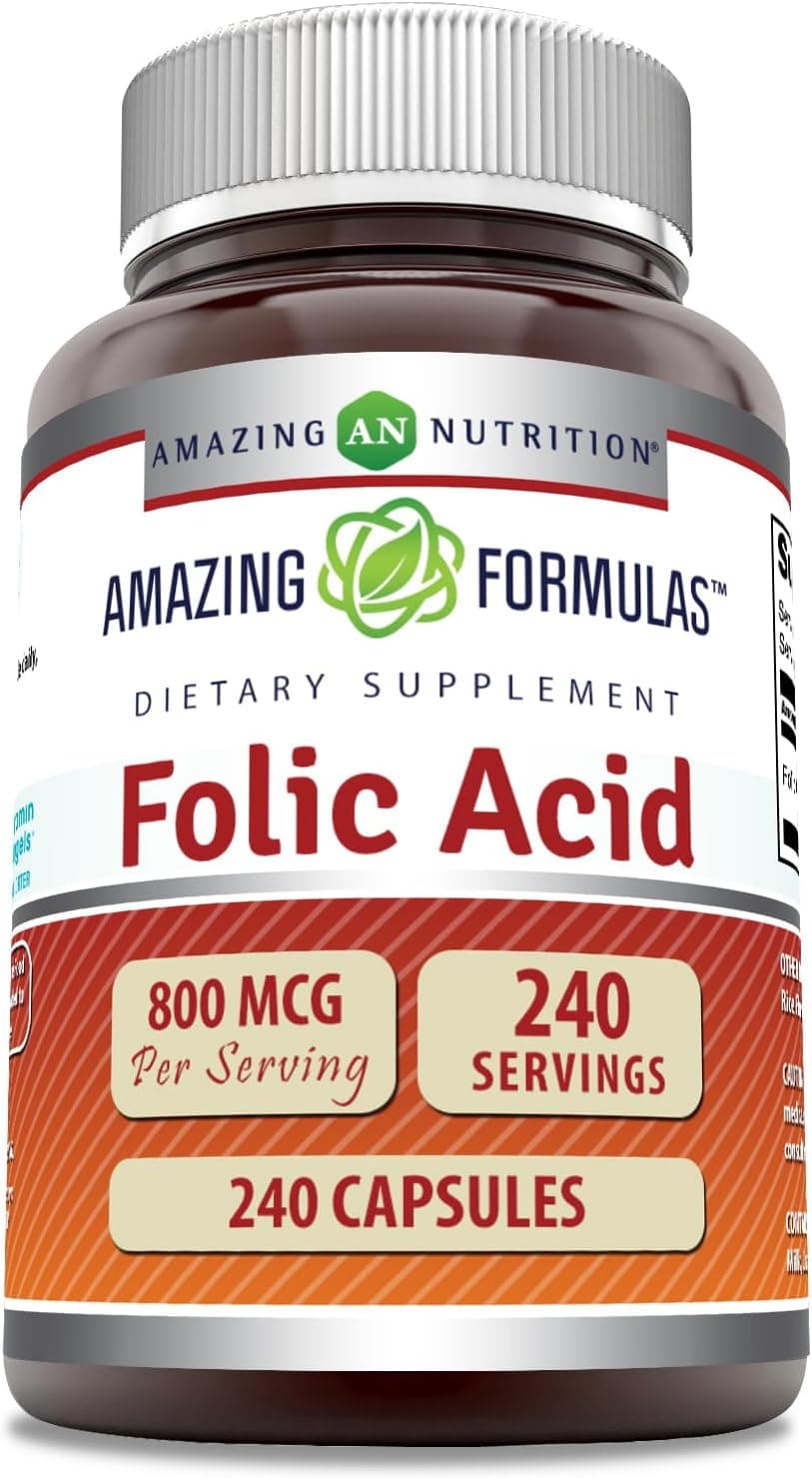 Folic Acid Supplement 800 Mcg 240 Capsules for Adults