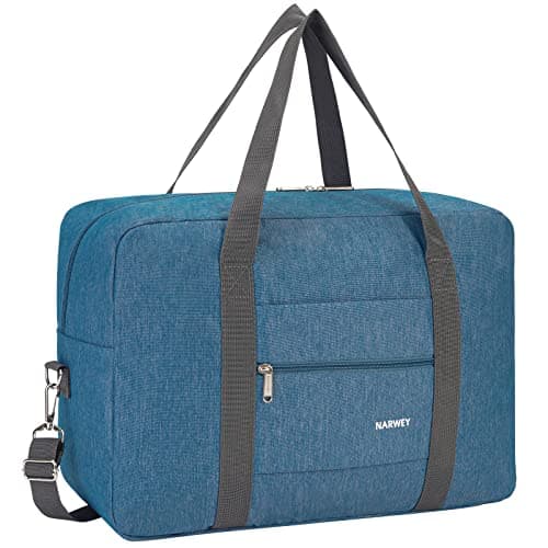 For Spirit Airlines Personal Item Bag 18x14x8 Foldable Travel Duffel Bag Tote Carry on Luggage Duffle Overnight for Women and Men (Thick Series Navy Blue (with Shoulder Strap))