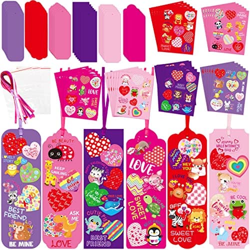 Fancy Land Valentines Bookmark Craft Kits Valentines Day Craft for Kids Classroom Home Fun Activities 30 Pack