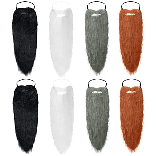 Canlierr 22 Inches 8 Pcs Long Fake Beard Dwarf Gnome Costume Accessories for Halloween Cosplay Party Supplies