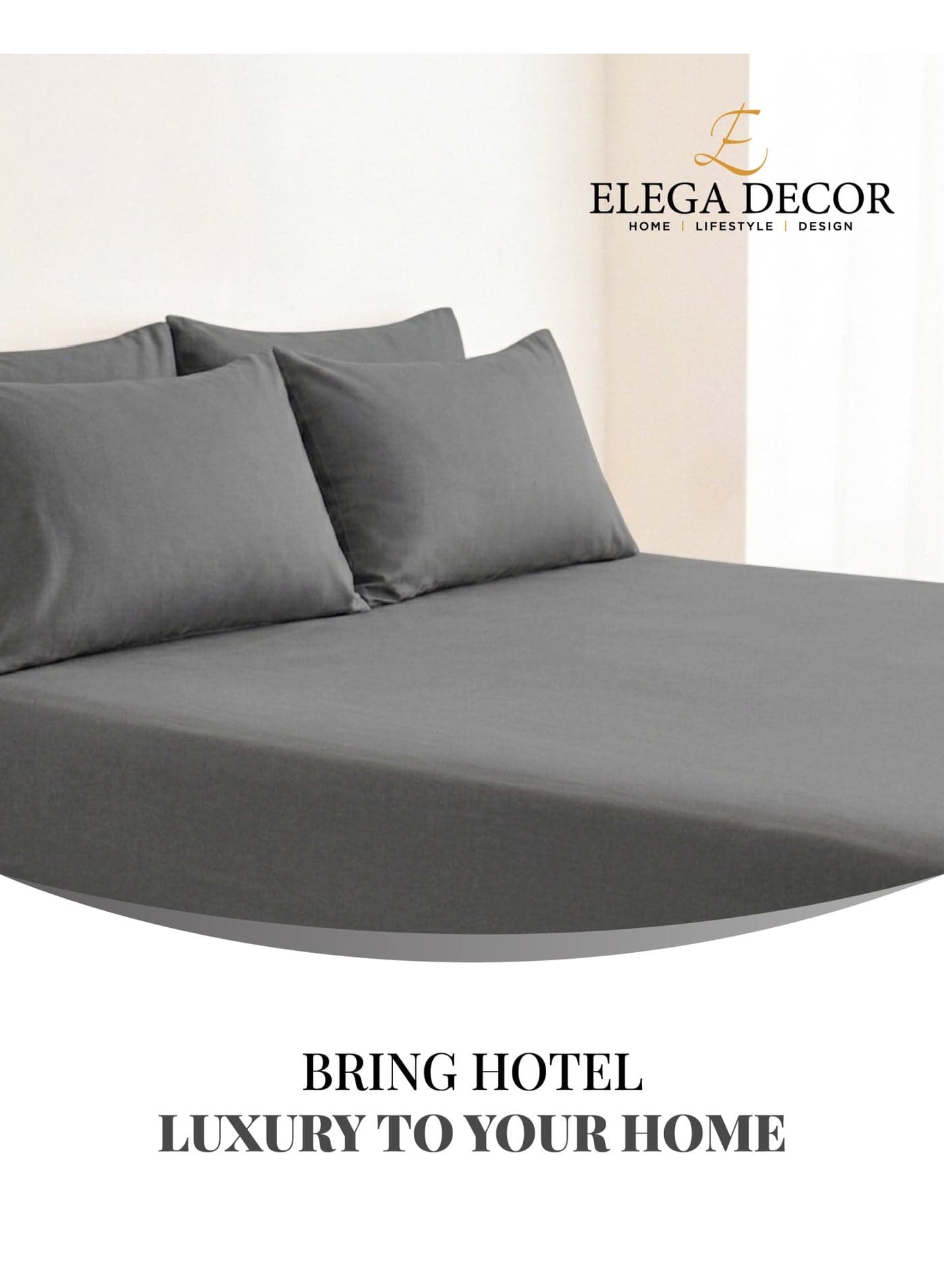 Elega Decor 210TC Cotton Satin King Solid Bed Sheet Set 3PC | Soft Breathable Satin Flat Sheet 274x260 cm | 2 pillowcase 50x75 cm | OEKO-TEX & ECAS Certified