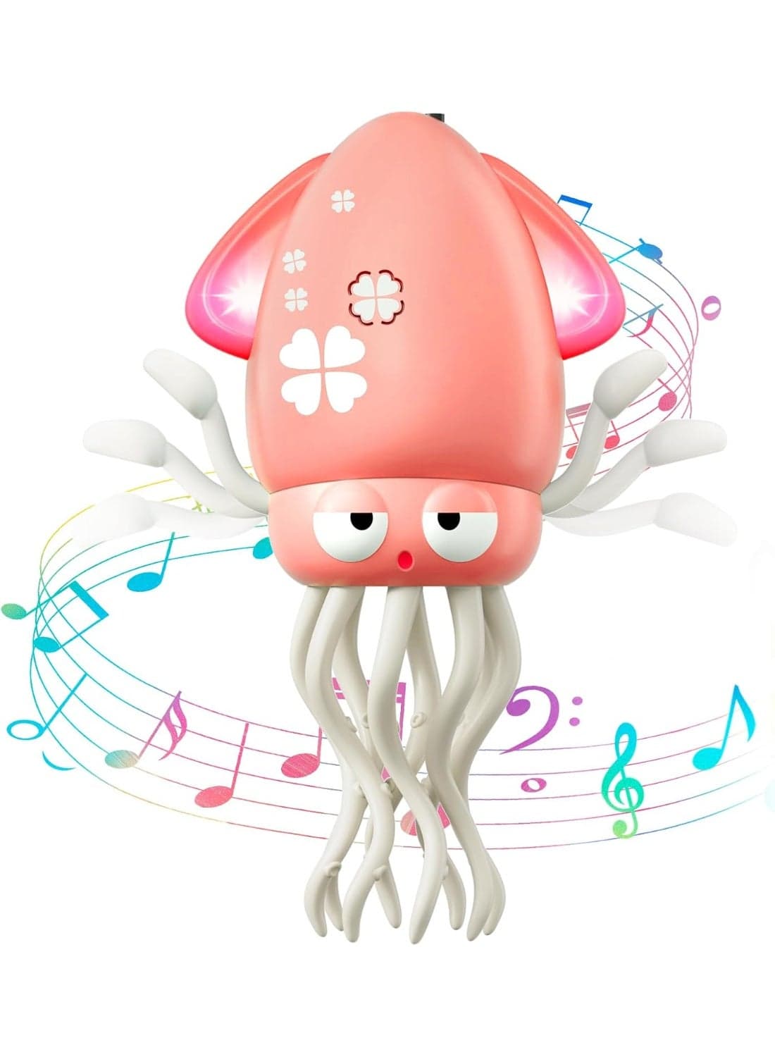 Electric Dancing Squid Baby Toy with Music & Lights, Rechargeable Crawling Octopus Tummy Time Toy for Kids 3–6 Years, Interactive Educational Toy for Boys & Girls – Pink