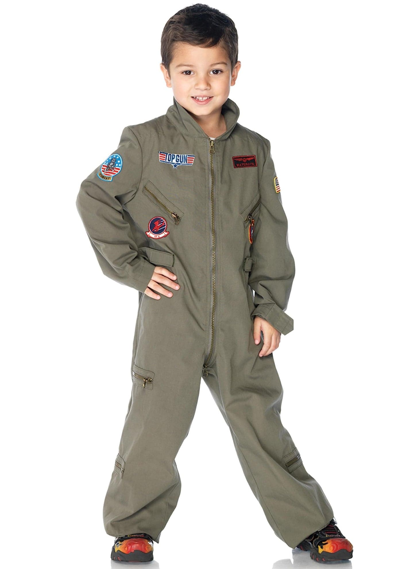 Leg Avenue Boys Top Gun Boys Flight Suit, SMALL, Khaki