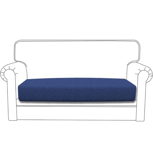 HOKIPO Stretchable Thick Jacquard Textured Seat Couch Cushion Cover, 2 Seater, Navy Blue (AR-5285-NBL)