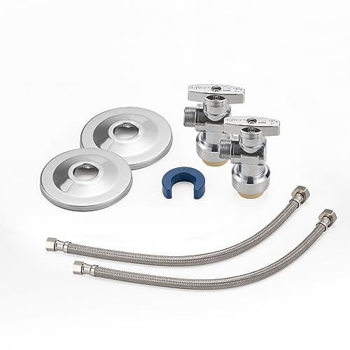 WMAXPFIT(2 Pack) 16 Inch Faucet Water Supply Line 3/8 Inch Female Comp. x 1/2 Inch FIP, Faucet Flexible Water Connector Hose, Stainless Steel Braided Water Supply Line (16 INCHES ANGLE KIT)