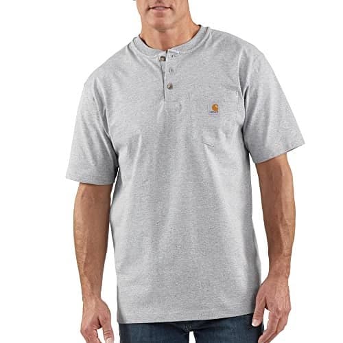 Carhartt Mens Loose Fit Heavyweight Short-Sleeve Pocket T-Shirt (Big & Tall) Henley Shirts, Heather Gray, 4X-Large Big Tall US