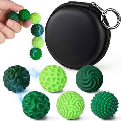 LovesTown 6PCS Silicone Magnetic Fidget Balls Stress Balls for Adults Teens Quiet Fidget Toys with Texture for Office School Birthday Gift Green