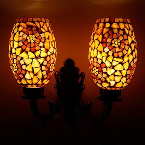 earthenmetal Double Dome Glass Wall lamp for Living & Home Decoration Turkish lamp (Shell Style, Bulb not Included); Made in India