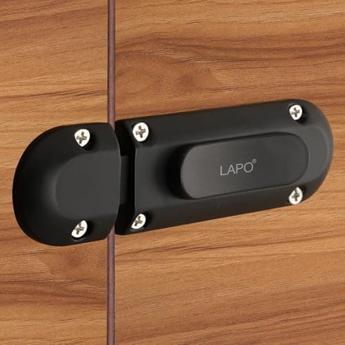 LAPO 1 Piece Latch Lock for Home, Door Latches for Bathroom, Chitkani Door Stopper, Baby Latch for Balcony, Bedroom, Storeroom (Material- Zinc, Black Finish, 3 Years Warrany)-YOT
