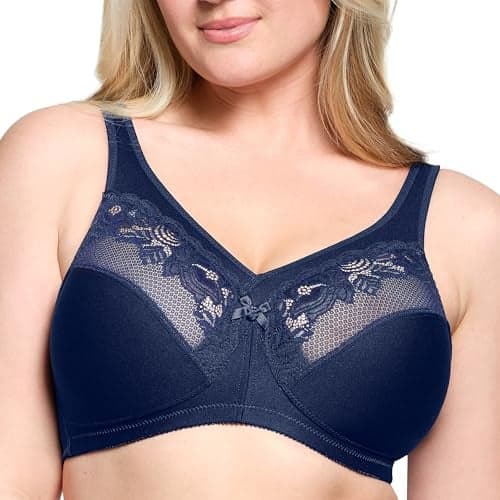 Glamorise Full Figure Plus Size MagicLift Minimizer Bra Wirefree #1003 Blue