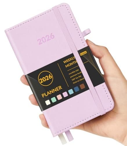 Forvencer Pocket Planner 2026, Weekly Monthly Planners with Month Tabs for Purse, 3.5" x 6", Jan 2026-Dec 2026, Cute Small Daily Academic Calendar, Elastic Band, Hardcover Agenda for Women, Teacher