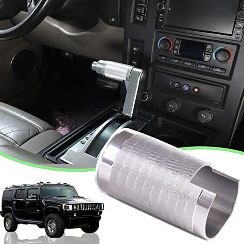 PIUGILH Car Shifter Shift Button Cover Trim Fit for 2003-2009 Hummer H2,Central Control Dedicated Car Gear Shifter Head Replacement Protective Cover (Silver)