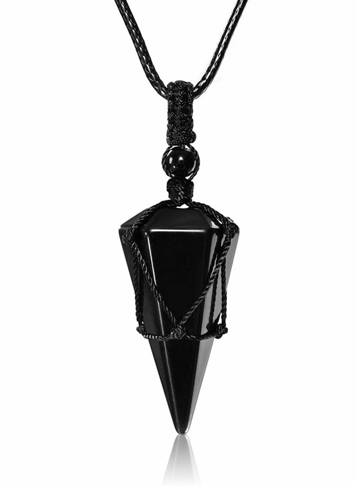 Healing Crystal Pendant Necklace Hexagonal Stone Pointed Gemstone for Men Women Reiki Chakra Pendulum with Adjustable Cord