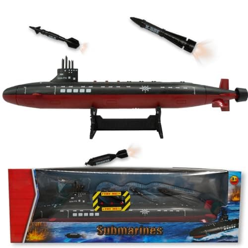 OTONOPI Toy Submarine Military Toy Naval Ship with Launching Function Model Ship with Sound Effects Army Toy War Ship Play Set for Kids 165 Inches Boat with Display Stand