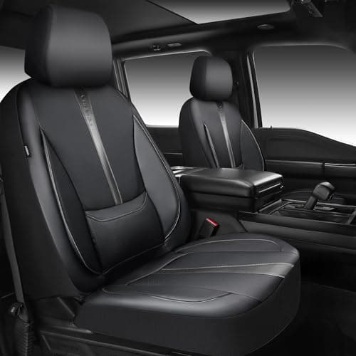 CAR PASS Nappa Leather Seat Covers Front 3D Foam Support Water Resistant Faux PU Gray Leather Car Seat Covers 2 Pcs Comfort Universal Fit for Cars SUV Truck Most Vehicles Black and Gray