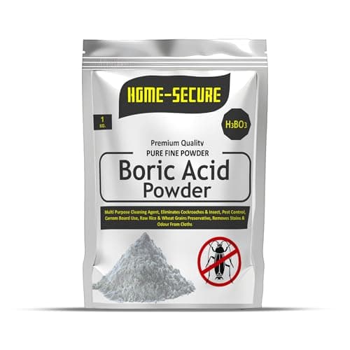 Home-Secure Boric Acid Powder for Cockroaches, Ant Repellent, Bed Bugs Killer, Carrom Board Powder, Rice Preservative, Kitchen Cleaner, Stain Remover, Industrial Cleaning Agent, Natural & Safe-1000gm