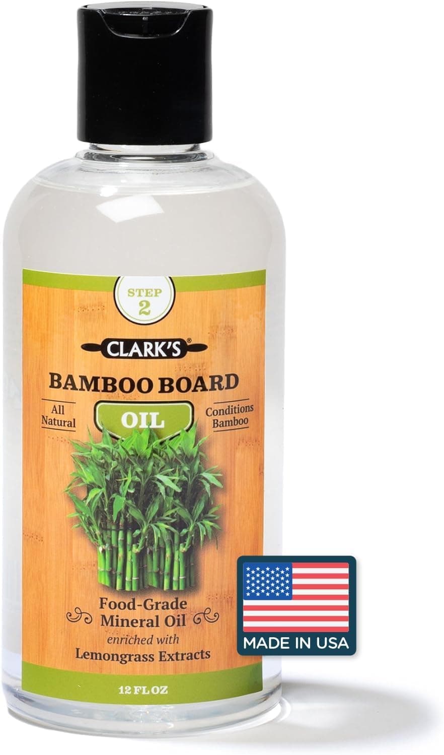 CLARKS Bamboo Cutting Board Oil Food Grade Mineral Oil for Cutting Board Enriched with Natural Lemongrass Extract Food Safe Mineral Oil for Wood Butcher Block Oil Protects Wood 12 Ounces