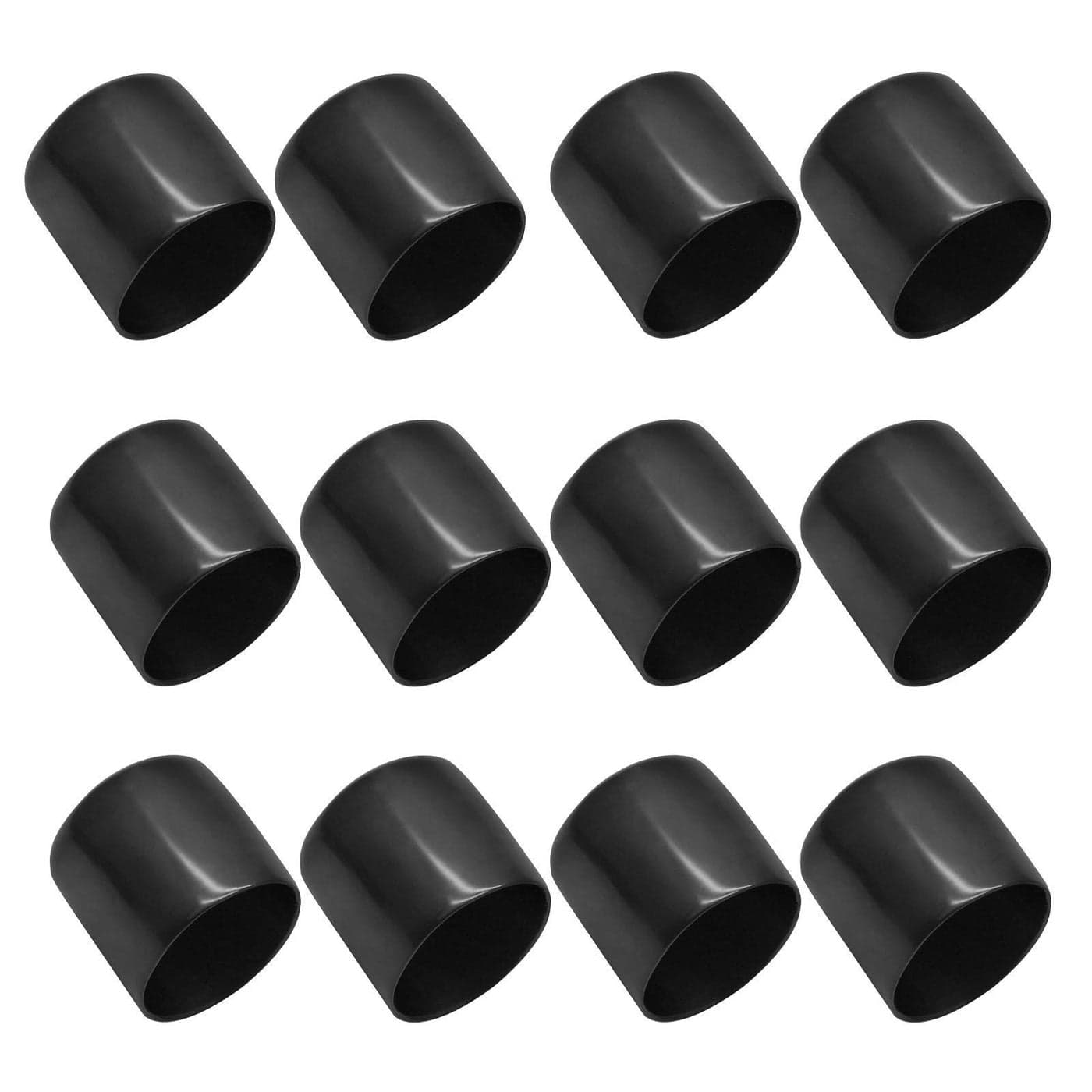 Bonsicoky 12Pcs Round Rubber End Caps 134 45mm ID Vinyl Flexible Bolt Chair Foot Covers Screw Thread Chair Leg Protectors for Round Tubing Bolt Desk Chair Leg Black