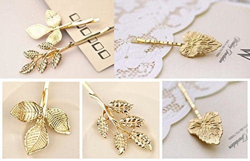 yueton 3 Pairs Athena Olive Branch Leaves Barrettes Bobby Pin Hair Clips Bride Headwear Edge Clip Clamps (1+3+5 Leaves)