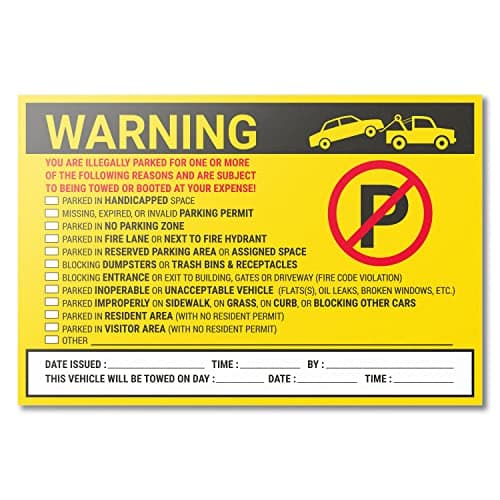 300 Parking Violation Stickers, 6 x 9 inch - You are Parked Illegally Stickers - No Parking Allowed Labels (Hard to Remove) for Car Windows - 1 Roll of 300 Parking Violation Tags