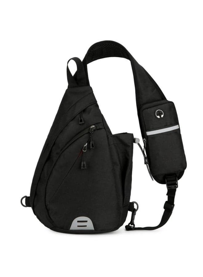 Oxford Cloth Crossbody Chest Bag Triangle Bag Men's Chest Bag 2024 Leisure Outdoor Sports Travel Backpack-Color:Black