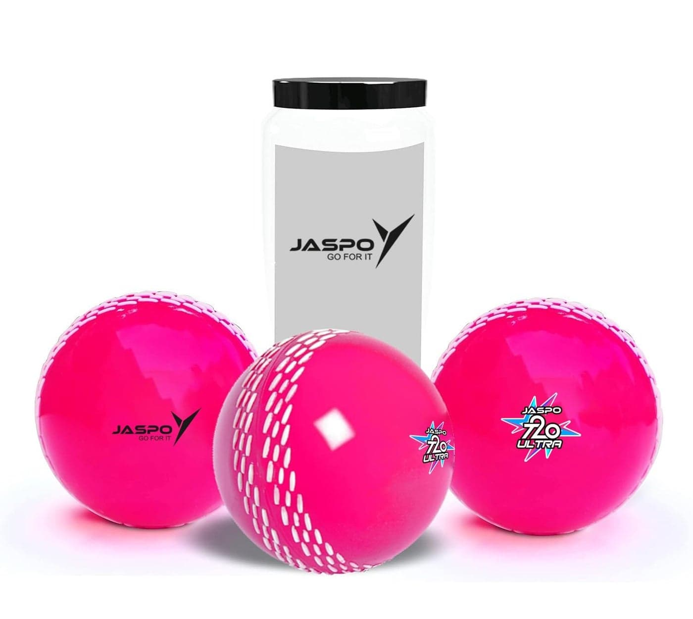 jaspo T20 Ultra Practice Cricket Balls (Pack of 3) for Indoor & Outdoor Play,Weight 125-1 30 GMS, Colour Pink, Synthetic Rubber Material