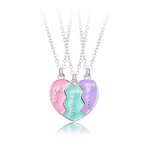 Pingyongchang 2-3Pcs Friendship Matching Necklace Heart Pendant BFF Necklaces Cute Alpaca Burger Fries Best Friend Necklace Jewelry Gift for Women-A Silver