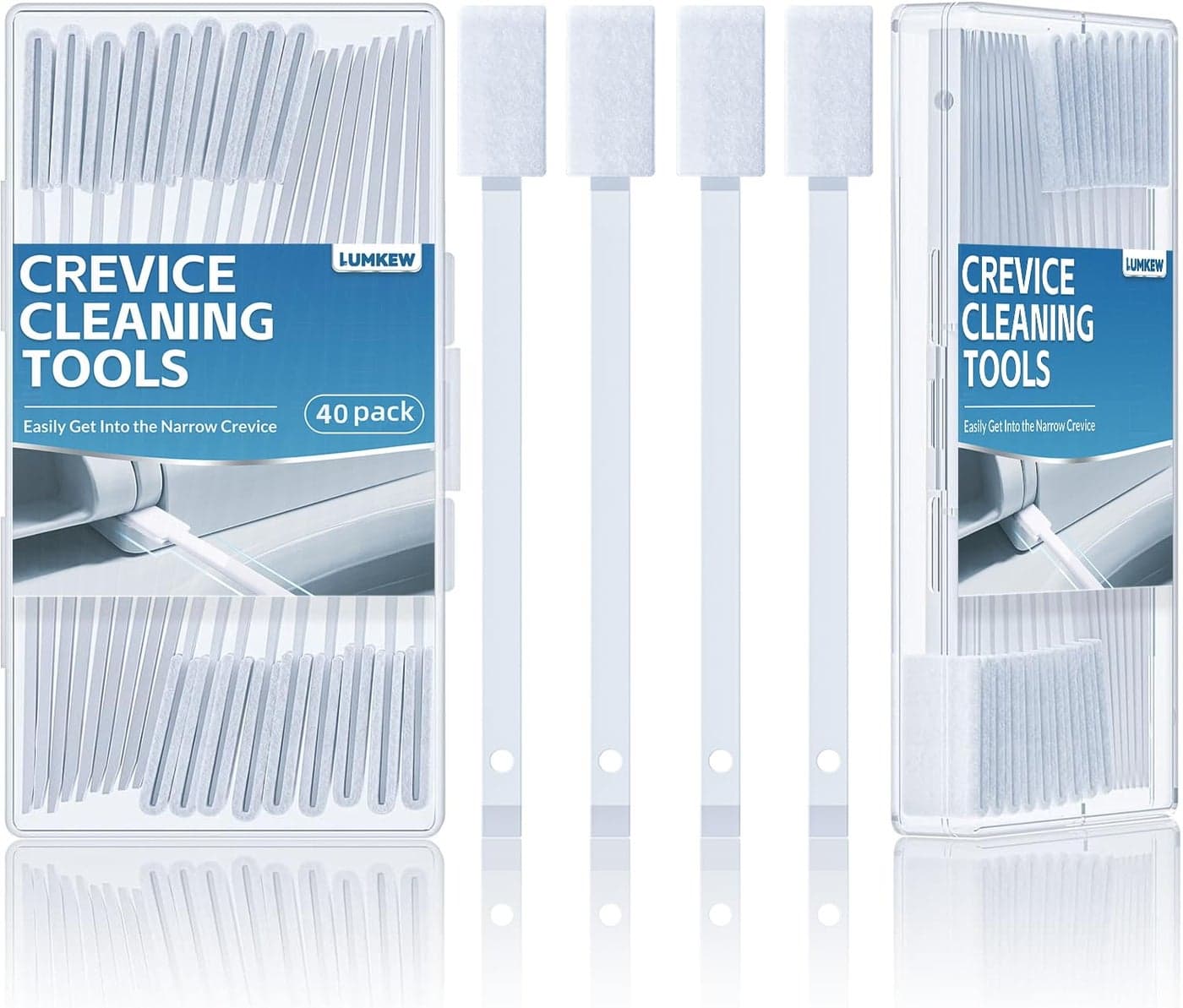 Lumkew 40Pcs Disposable Crevice Cleaning Brushes for Small Spaces, Detail Gaps Scrub Cleaner Brush Set for Toilet Bowl Corner, Household Cleaning Tool Supplies for Window Track, Door Grooves, Vent Fan