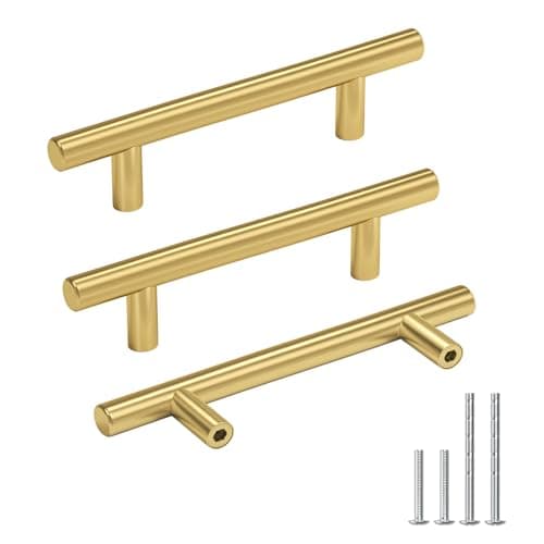 Goldenwarm 20 Pack 3-1/4 Inch Cabinet Handles - Brushed Brass Drawer Pulls - Kitchen & Bathroom Cabinet Handles Gold Decorative Dresser Hardware