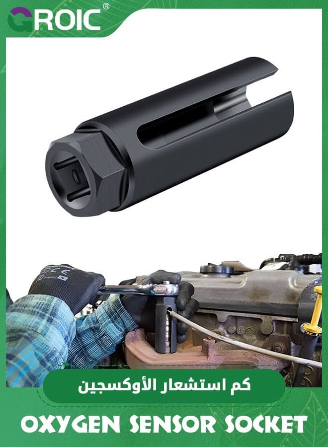 6-Point Oxygen Sensor Socket, 3/8" Drive O2 Sensor Removal Tool with Wire Gate,Engine Maintenance Made Easy, Slot Protects Sensor Wire