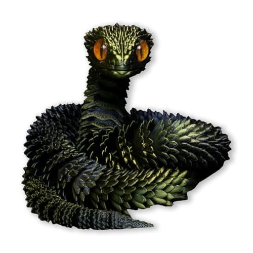 Binvin 3D Printed AnimalsSnake Viper3D Printed Snake Toys Articulated Snake 3D Printed Animals Animal Model Ornaments Creative Funny Toy Festival Gift for Frends Black Gold 24Inch