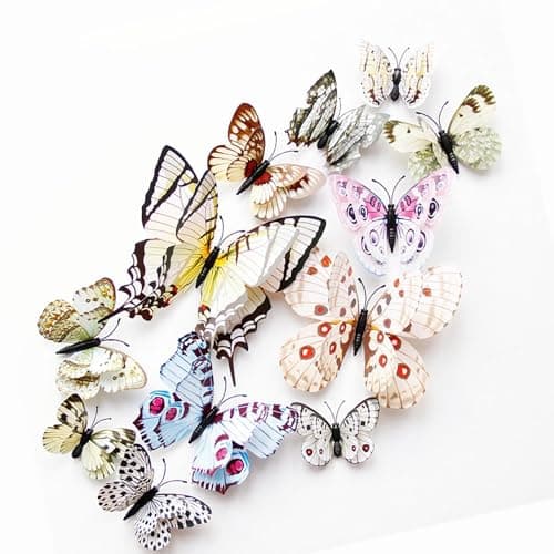 OPSEAM Butterfly Wall Decor 2448 PCS 3D Butterflies Stickers for Party Decorations with Magnets White 48