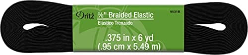 Dritz 9531B Braided Elastic, 3/8-Inch x 6-Yard, Black