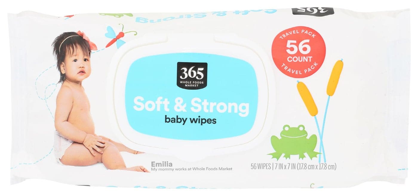 365 by Whole Foods Market Soft Strong Disposable Baby Wipes FragranceFree 56 Count