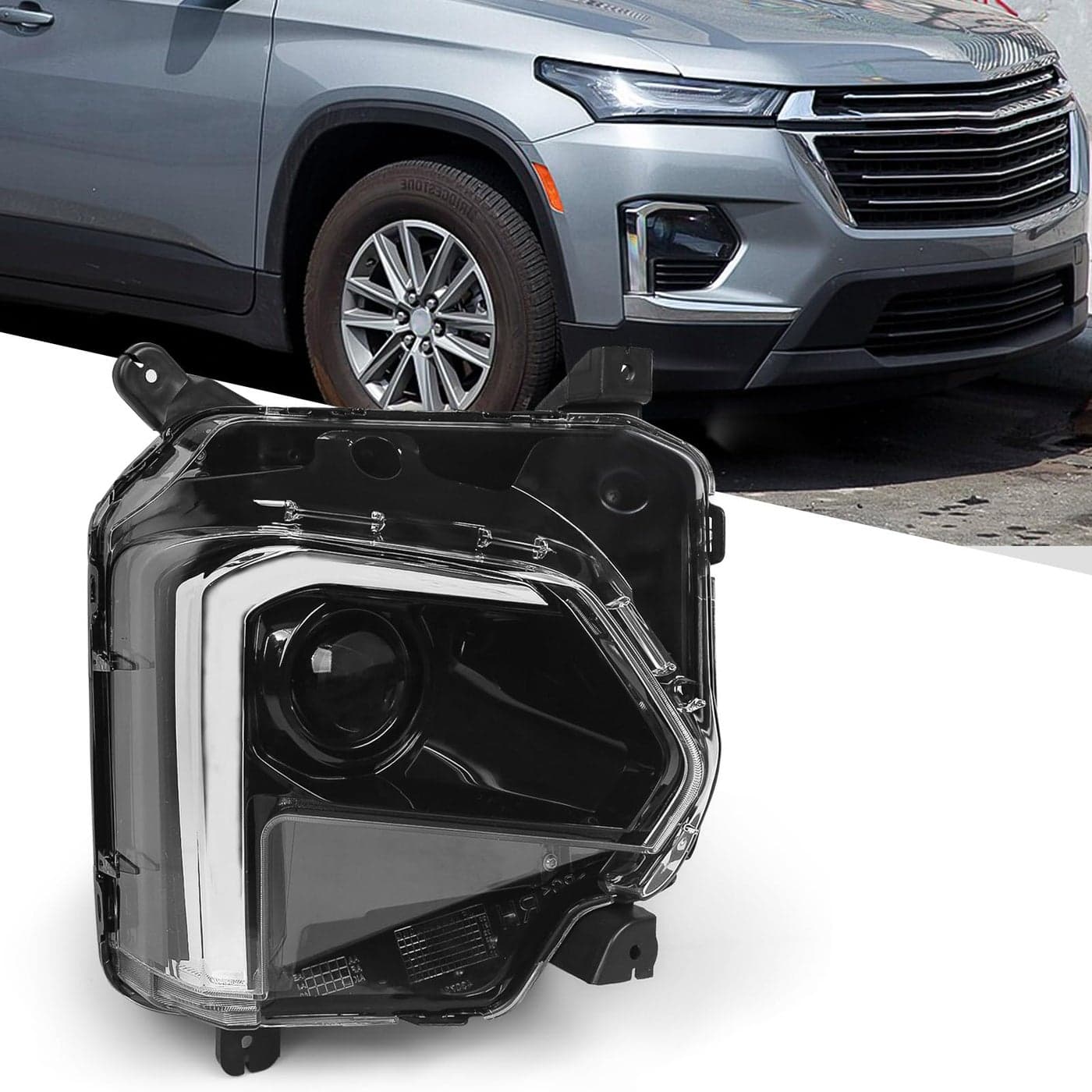 Huray Headlight Assembly wo LED DRL Fit for Chevy Traverse 2022 2023 RH Projector Headlamp OE Style Replacement for GM2503525 Right Passenger Side