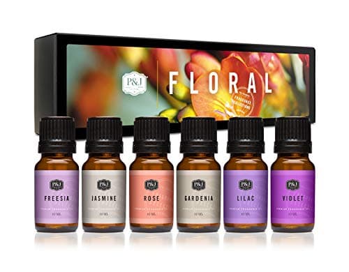 PJ Trading Fragrance Oil Floral Set Violet Jasmine Rose Lilac Freesia and Gardenia Candle Scents for Candle Making Freshie Scents Soap Making Supplies Diffuser Oil Scents