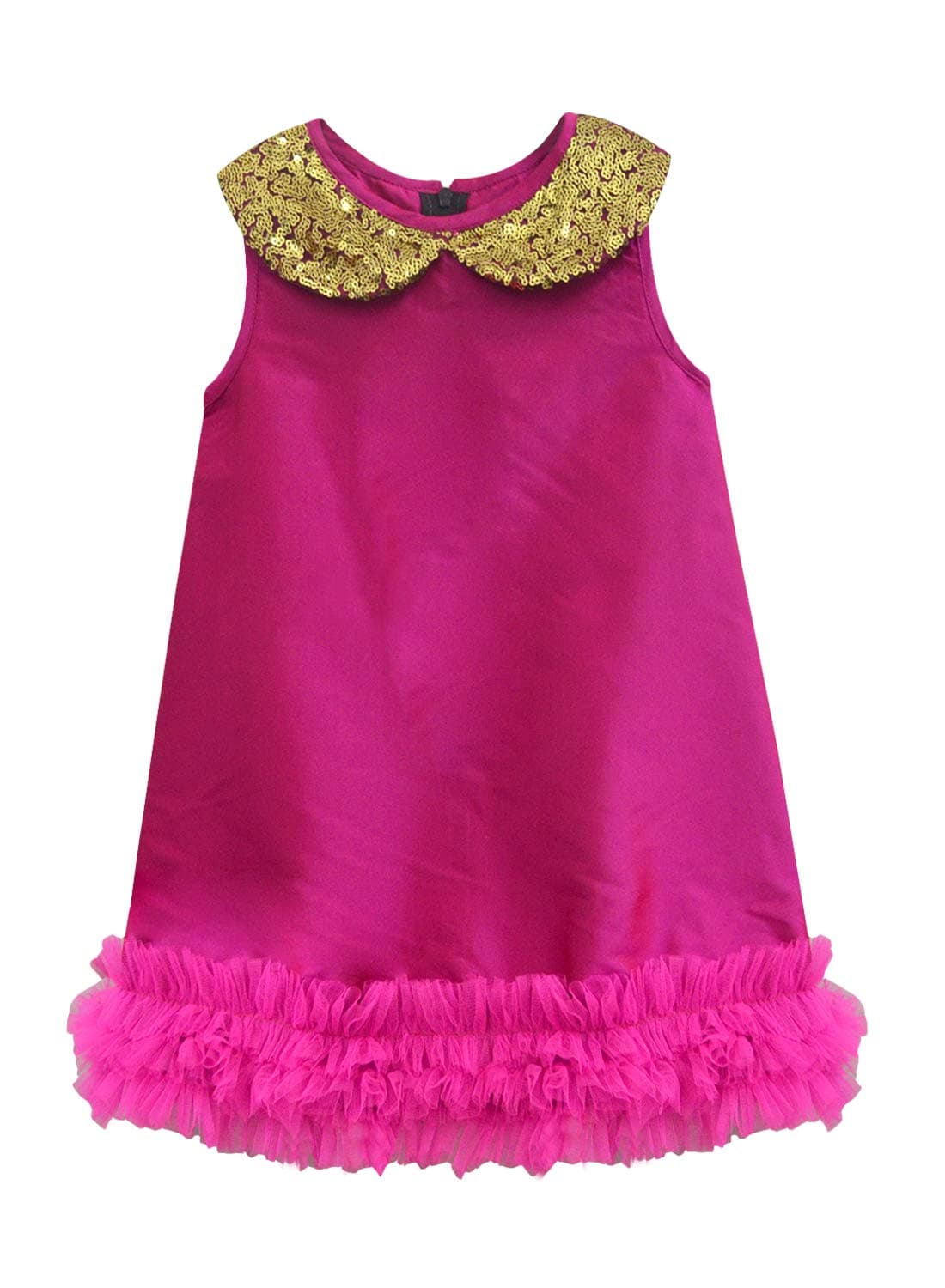 A.T.U.N Girl's Synthetic A-Line Mini Dress (GDRS SAM FSG_Fuchsia-Gold_3 4 Years)